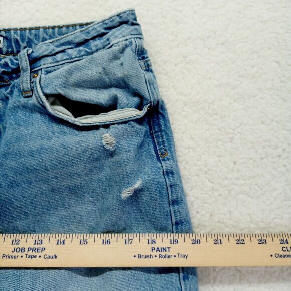 Zara Straight Baggy Jeans Womens 10 (W32) Raw Hem Distressed‎ Cotton Denim Heavy - Picture 6 of 12